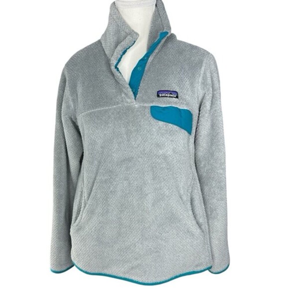 Patagonia Women's Gray Blue Re-Tool Snap-T Polartec Thermal Pro Pullover‎ M/C41